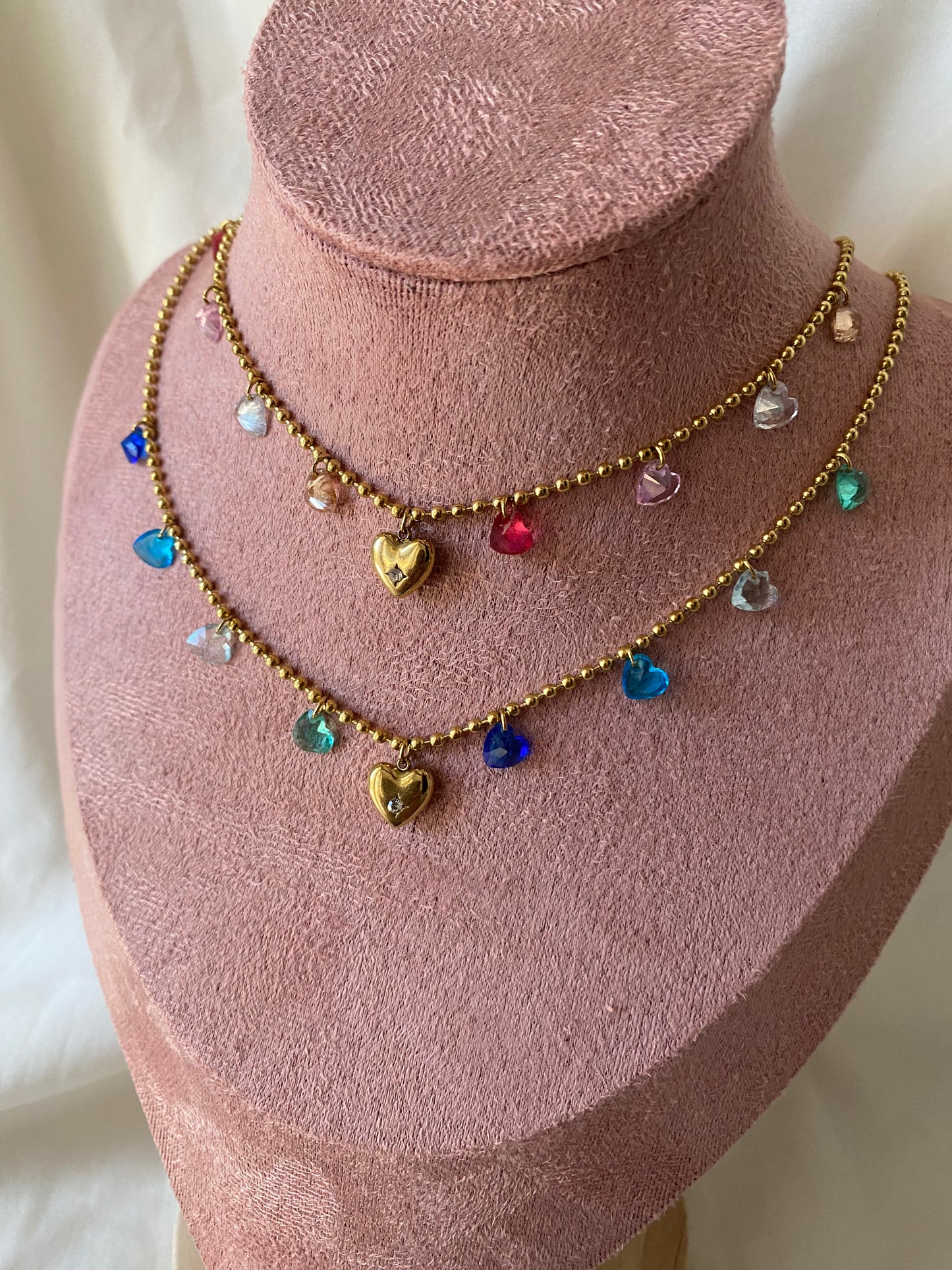 Collana “HARRIET” in acciaio inox colore oro in sue diverse tonalità: rosa e azzurro