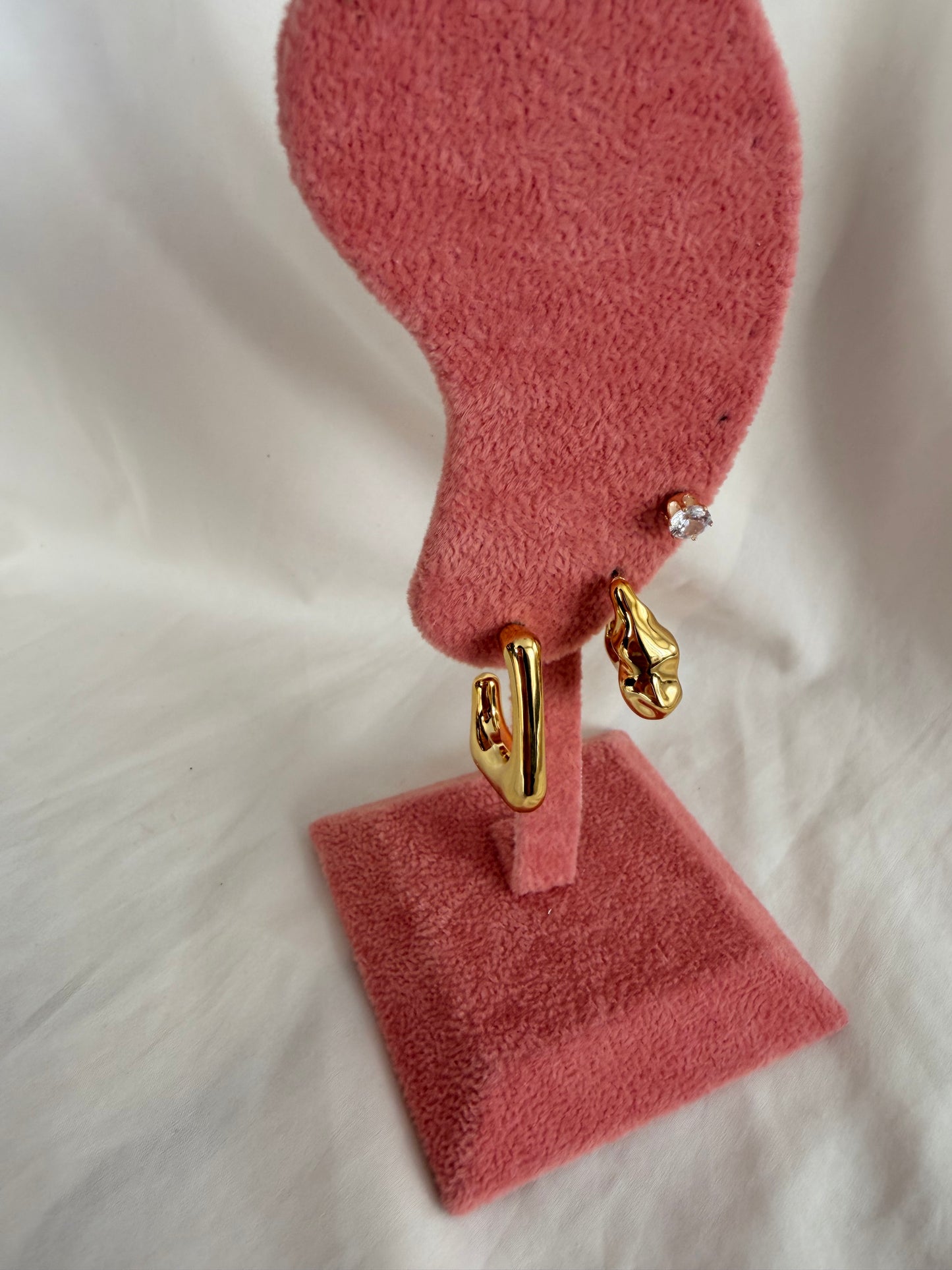 Set orecchini Raffaella in plastica e acciaio inox a lobo in oro e argento