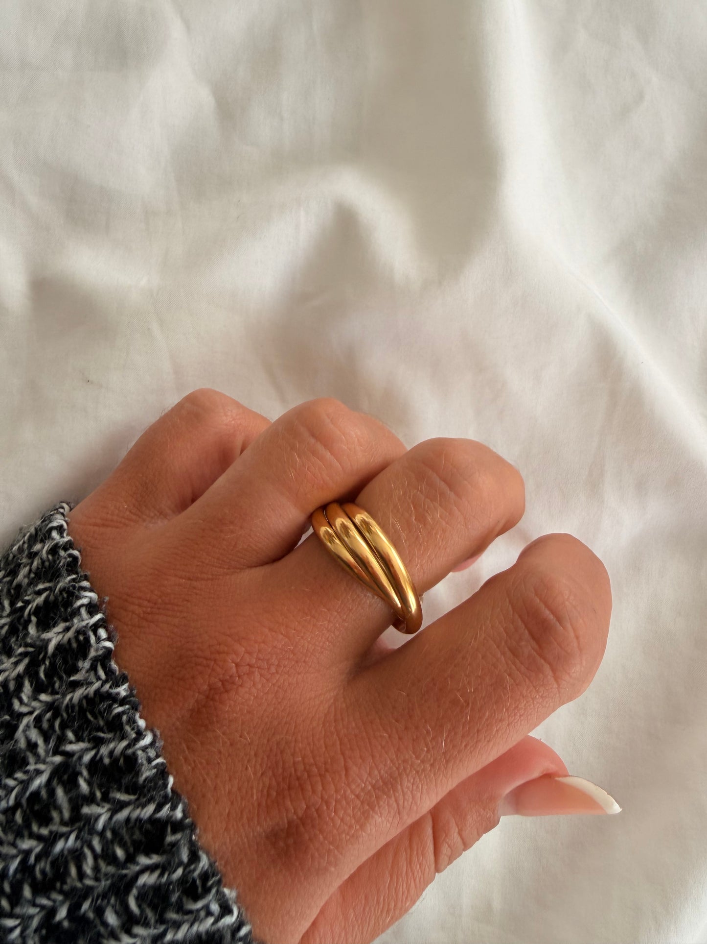 Anello Amelie in acciaio inox, regolabile. Colore oro e argento