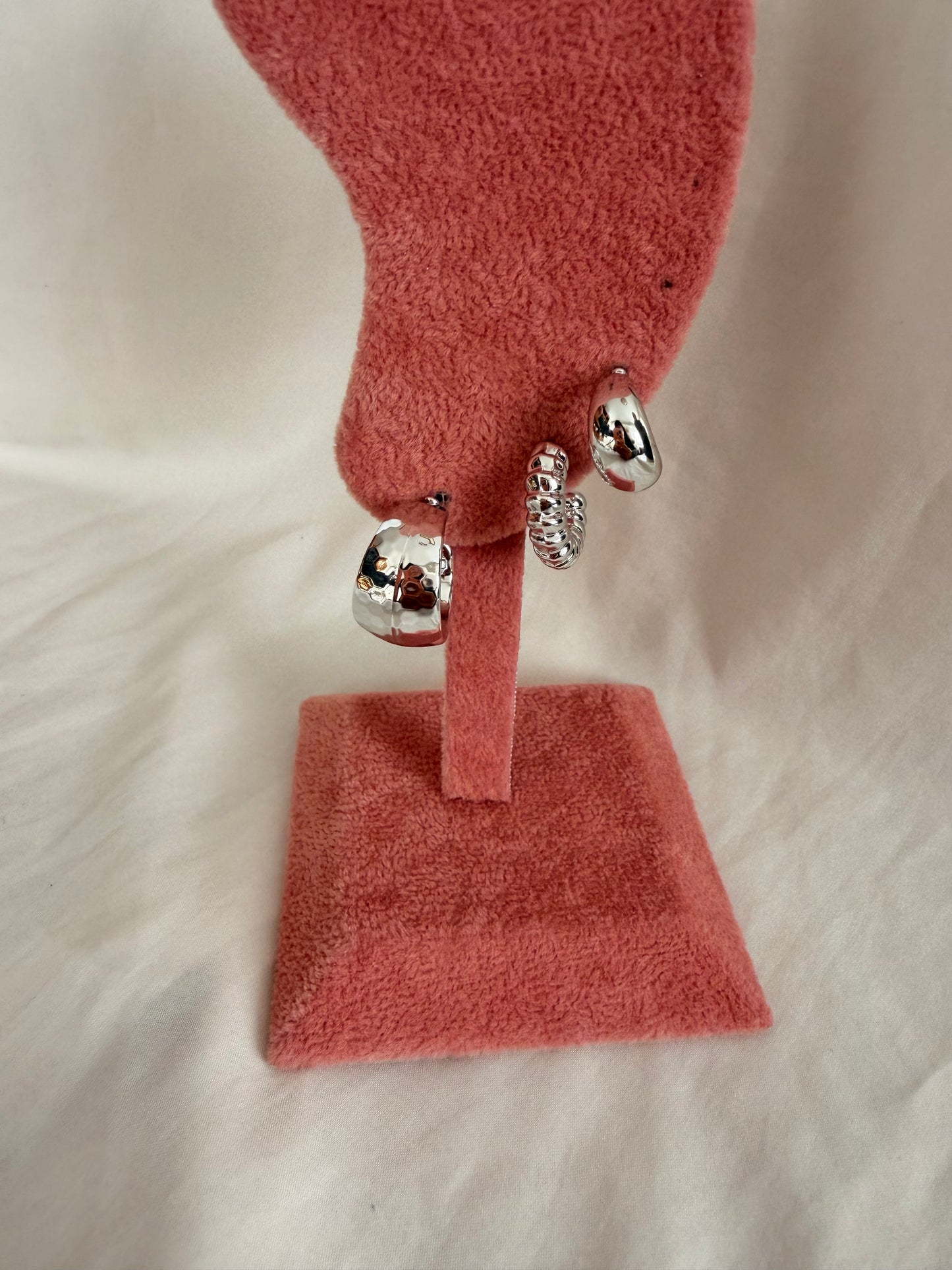 Set orecchini Eugenie in acciaio inox e plastica  a lobo in oro e argento