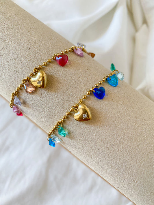 Bracciale “HARRIET” in acciaio inox colore oro, disponibile in tonalità rosa e blu