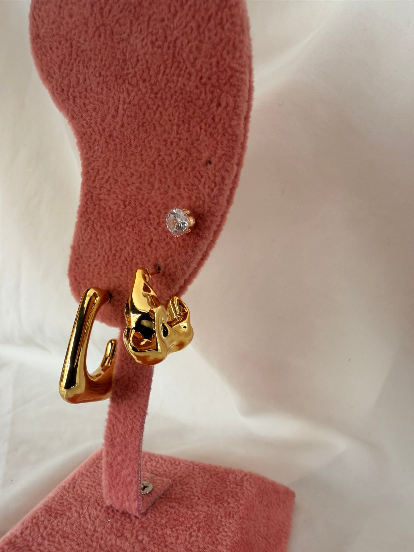 Set orecchini Raffaella in plastica e acciaio inox a lobo in oro e argento