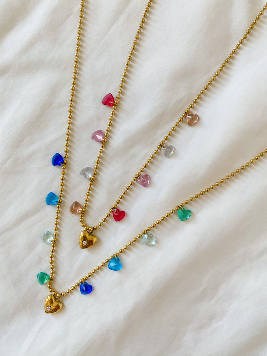 Collana “HARRIET” in acciaio inox colore oro in sue diverse tonalità: rosa e azzurro