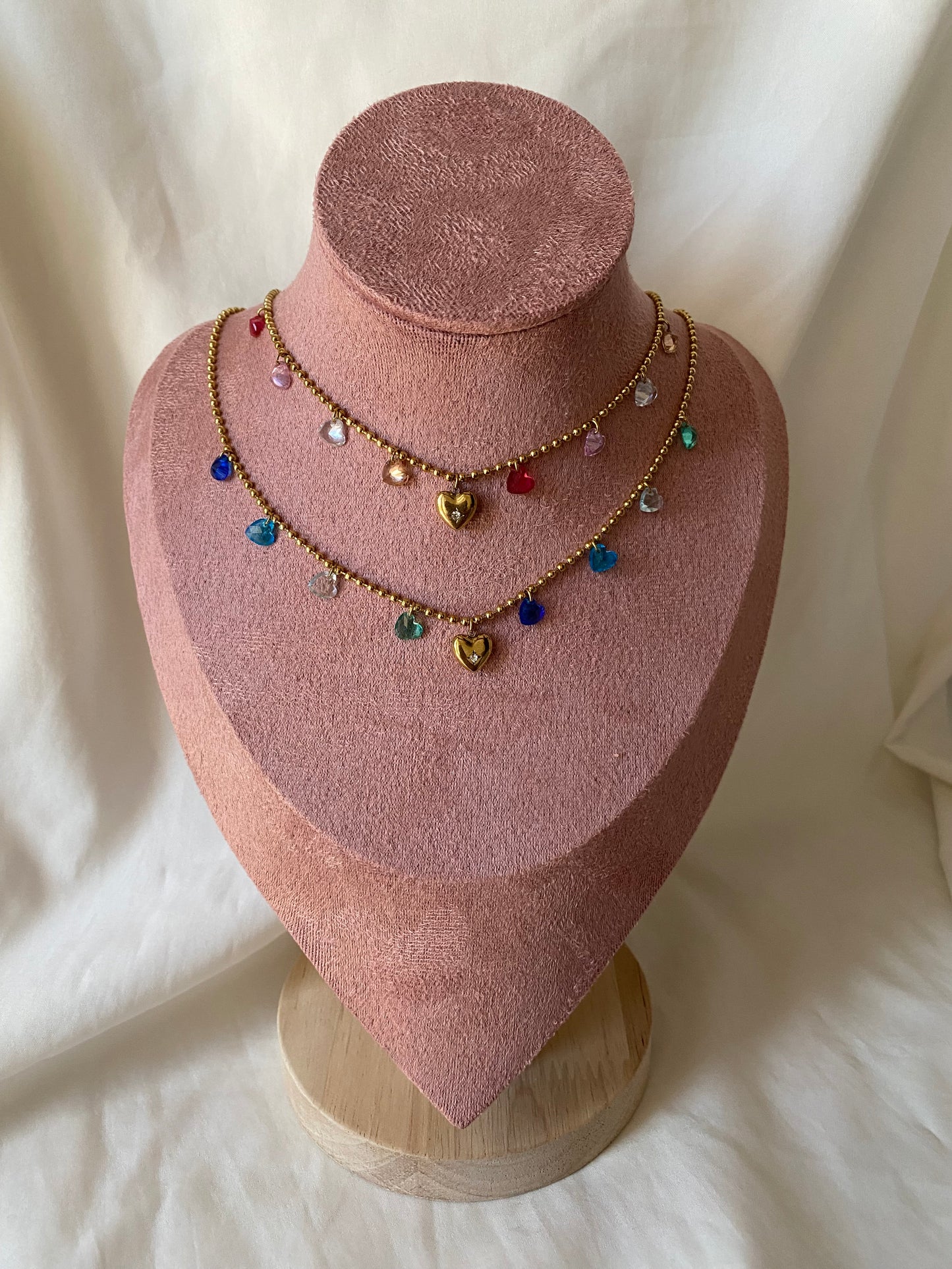 Collana “HARRIET” in acciaio inox colore oro in sue diverse tonalità: rosa e azzurro