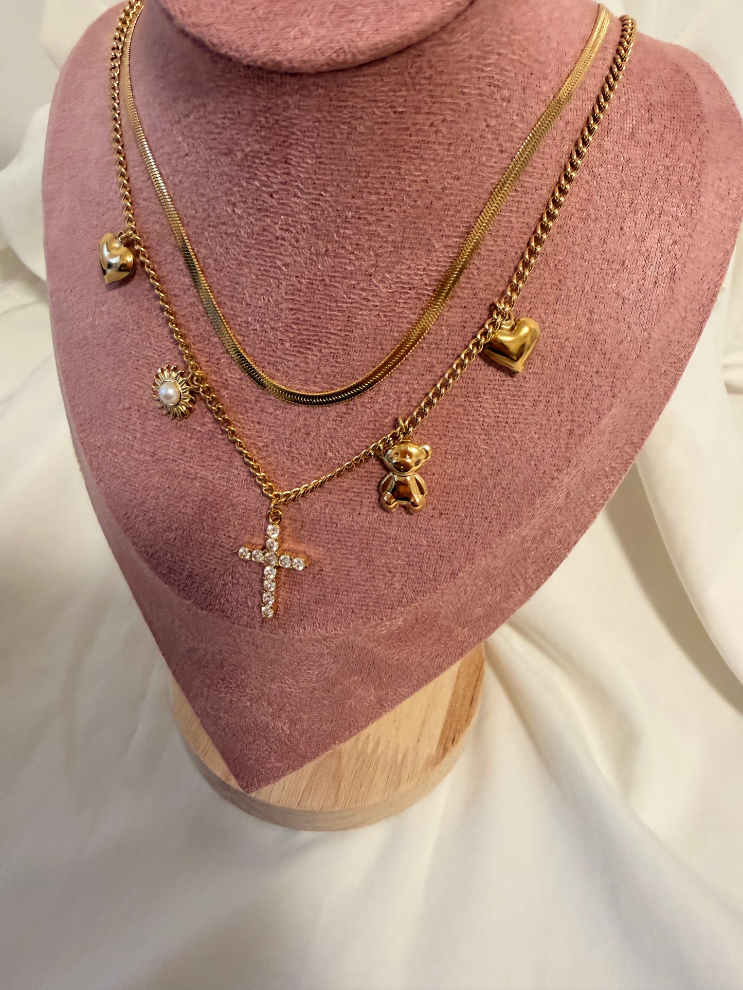 Collana Anna Special  in acciaio inox con doppia catena e ciondoli