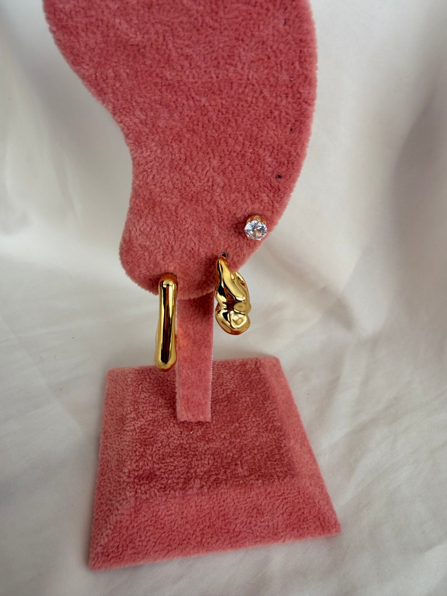 Set orecchini Raffaella in plastica e acciaio inox a lobo in oro e argento