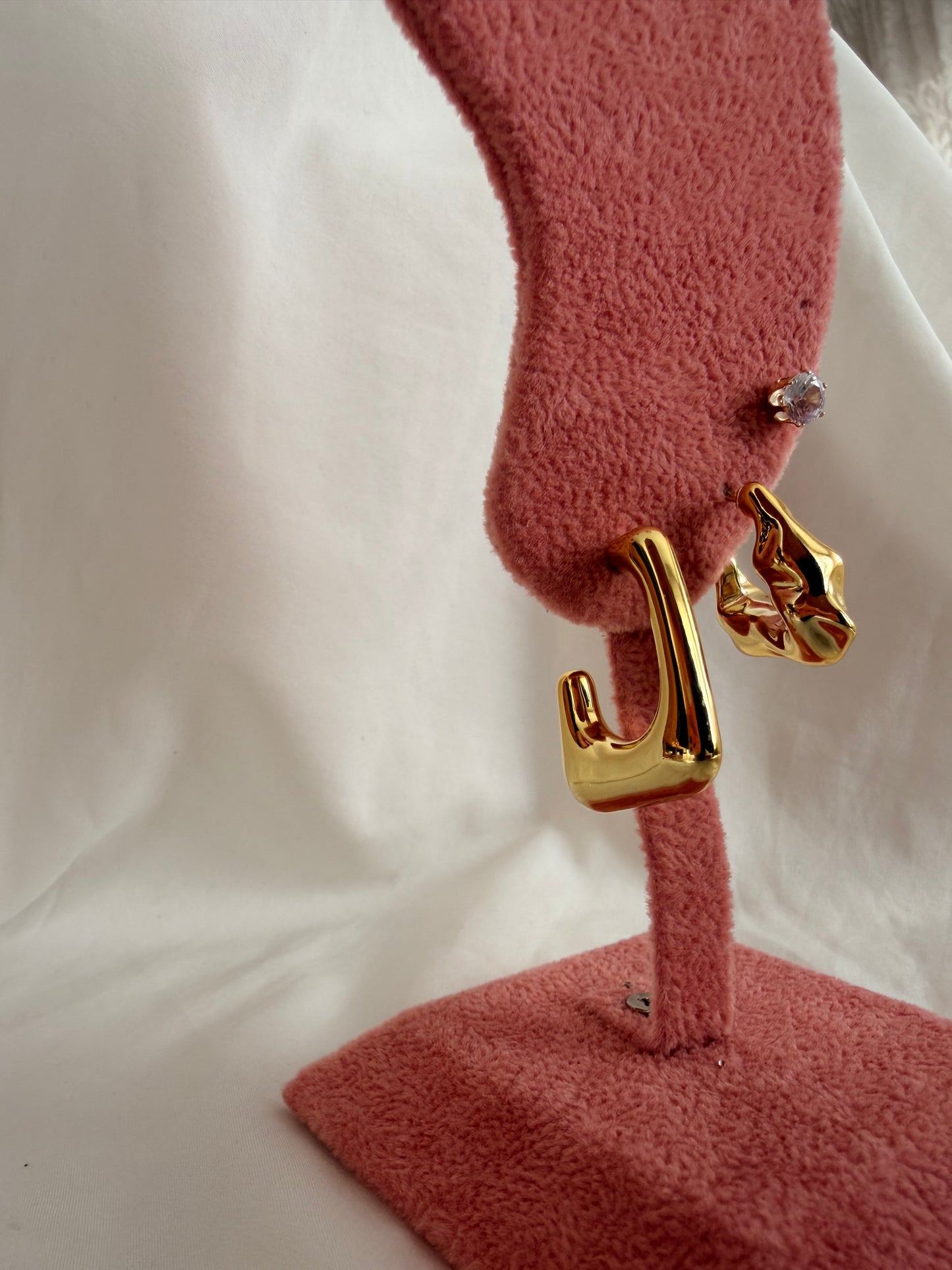 Set orecchini Raffaella in plastica e acciaio inox a lobo in oro e argento