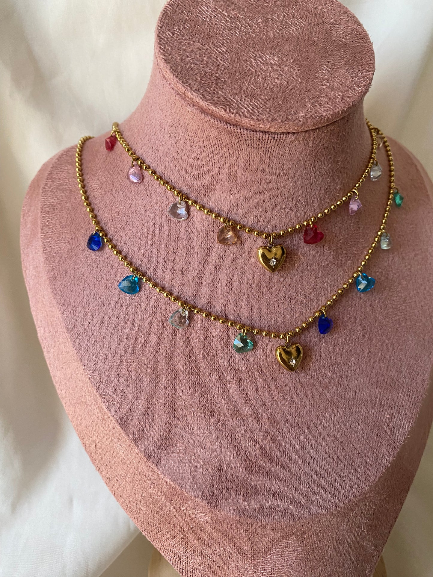 Collana “HARRIET” in acciaio inox colore oro in sue diverse tonalità: rosa e azzurro