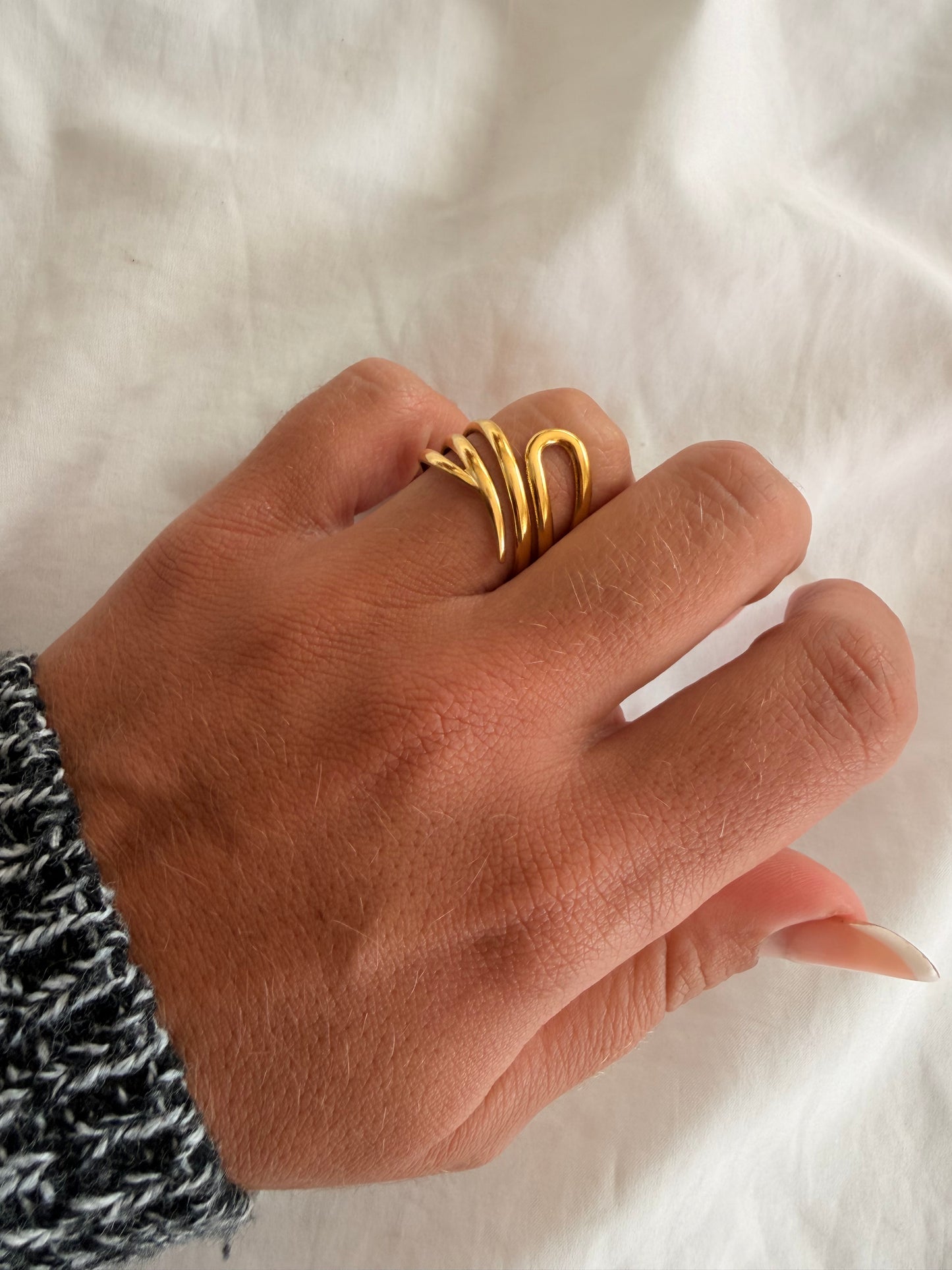 Anello Anita in acciaio inox in oro e argento regolabile