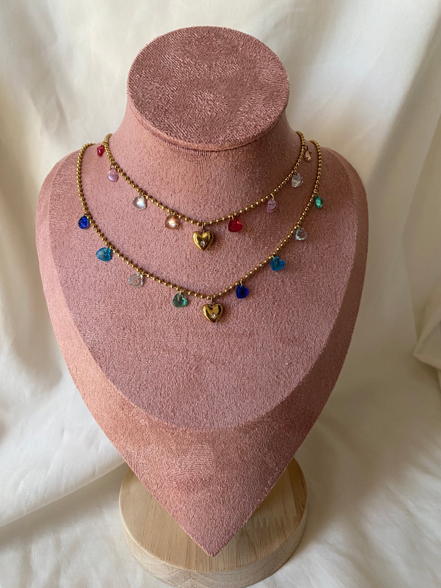 Collana “HARRIET” in acciaio inox colore oro in sue diverse tonalità: rosa e azzurro