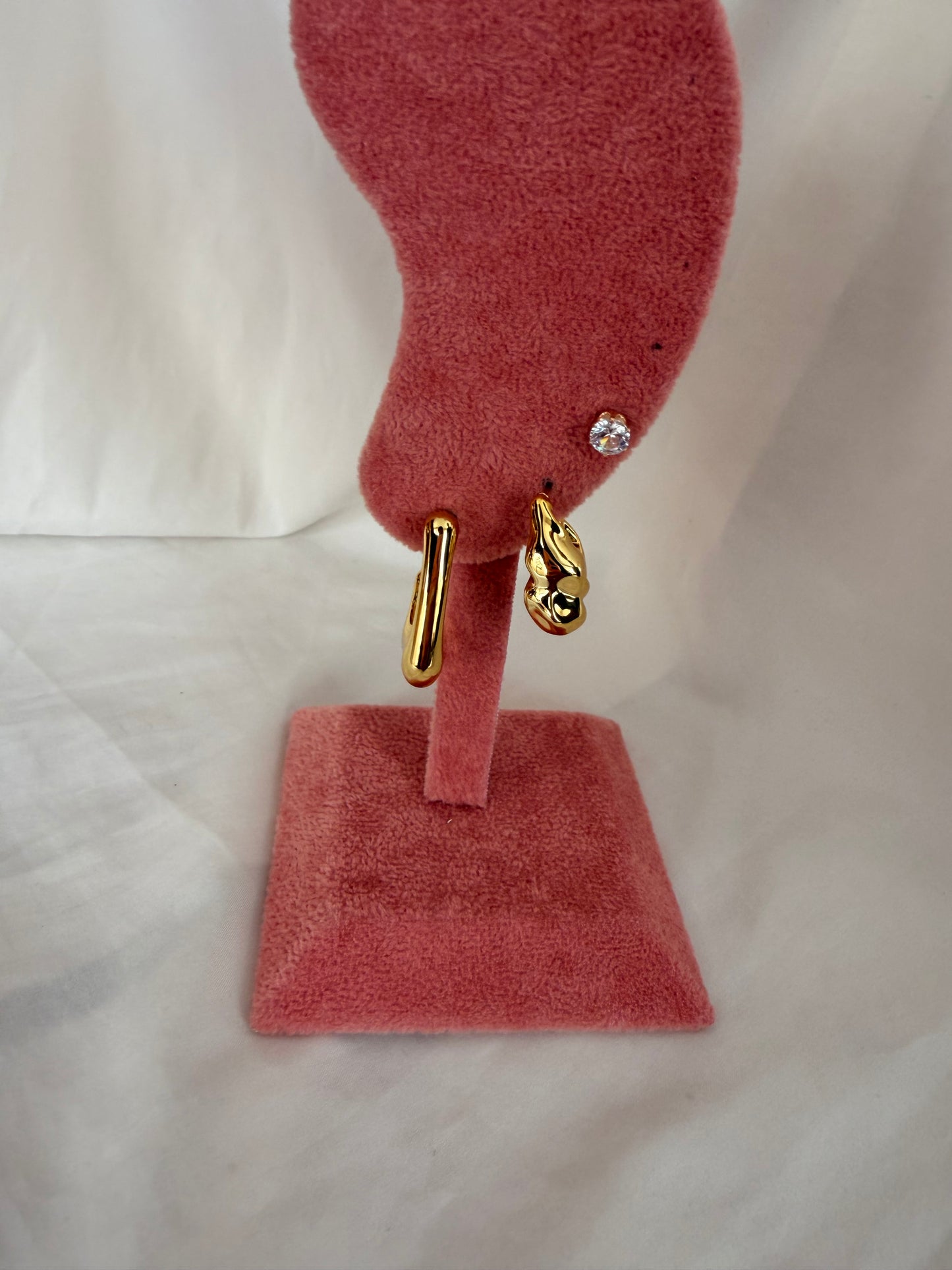 Set orecchini Raffaella in plastica e acciaio inox a lobo in oro e argento