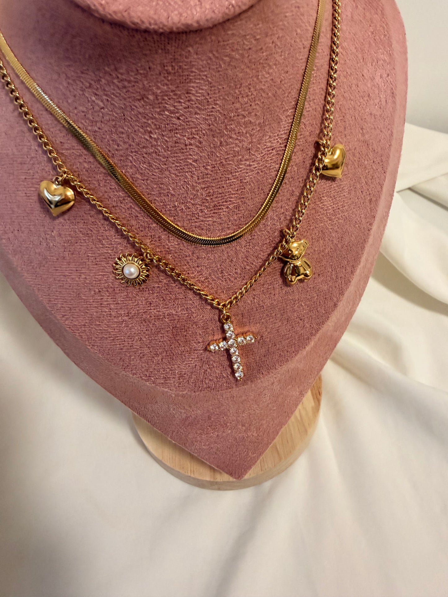 Collana Anna Special  in acciaio inox con doppia catena e ciondoli