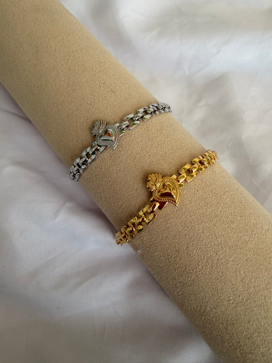 Bracciale “Saffo” in acciaio inox color argento e oro