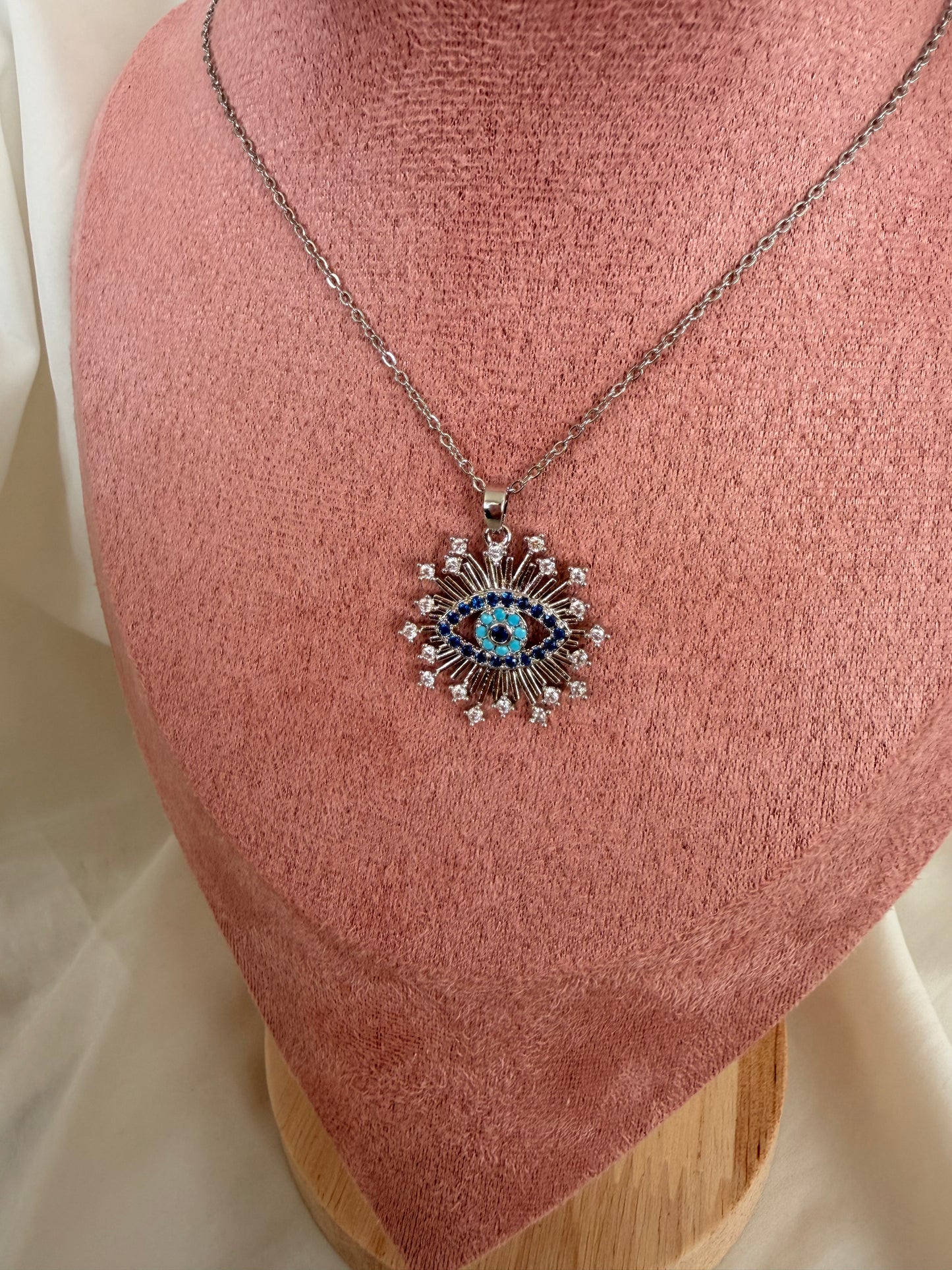 Collana Nellie in acciaio inox colore argento con strass