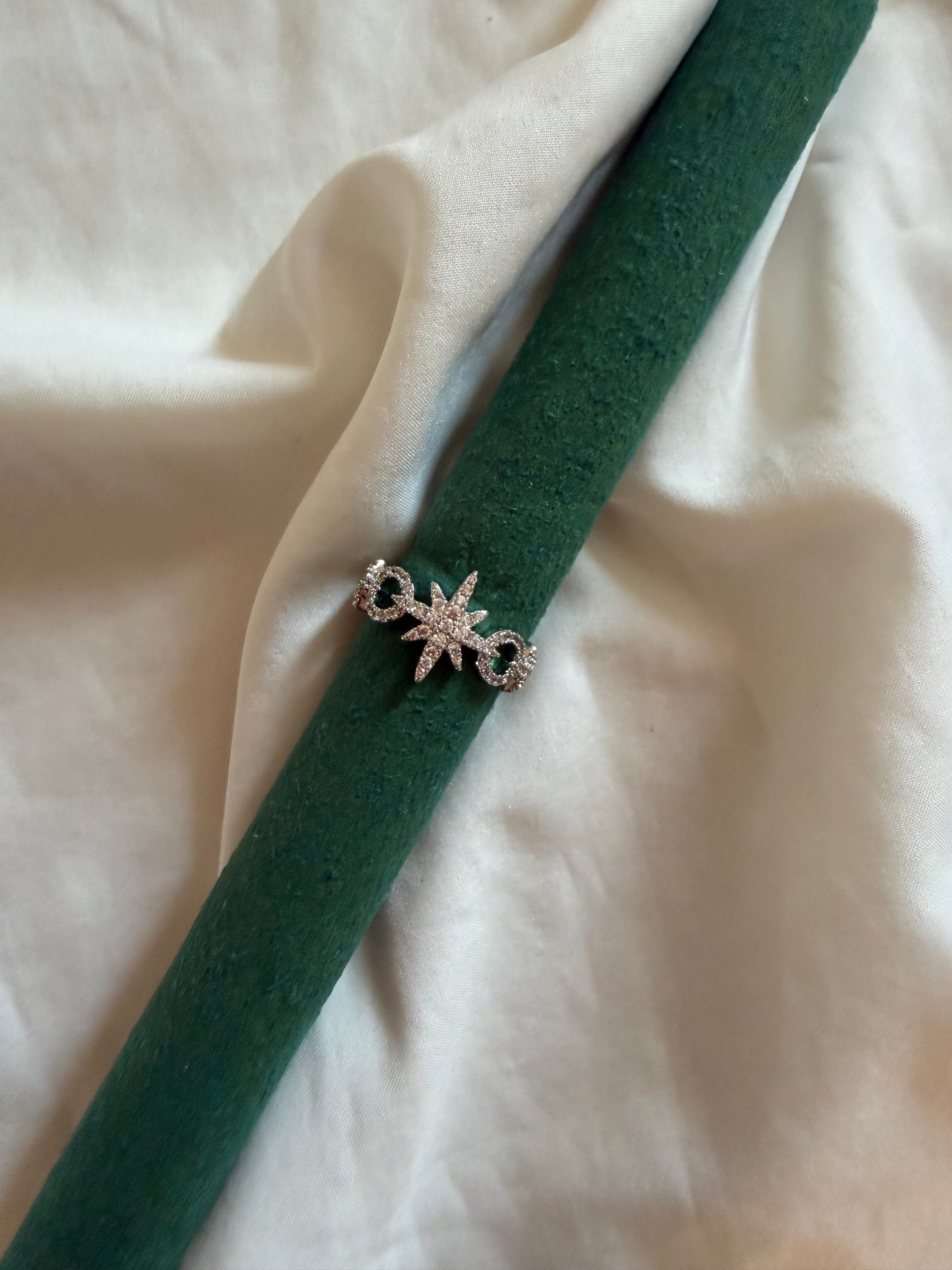 Anello “Caroline” in acciaio inox con brillantini