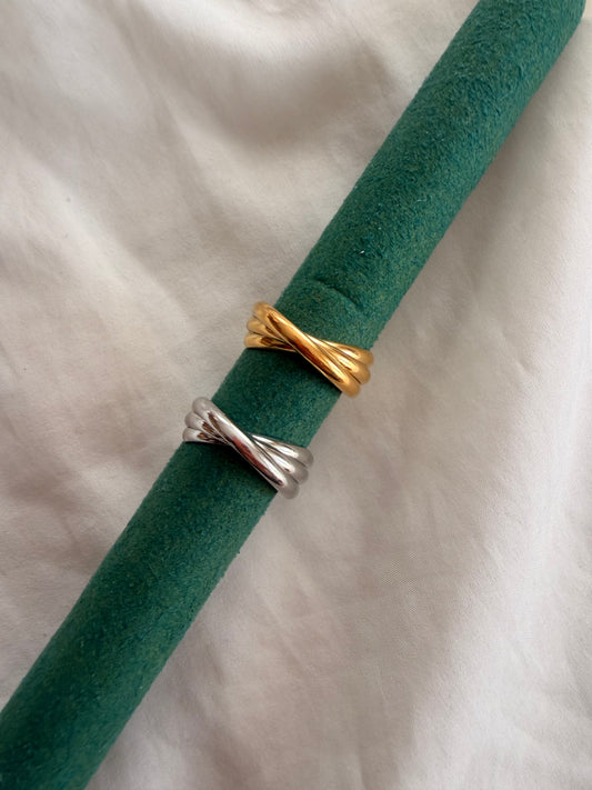 Anello Amelie in acciaio inox, regolabile. Colore oro e argento