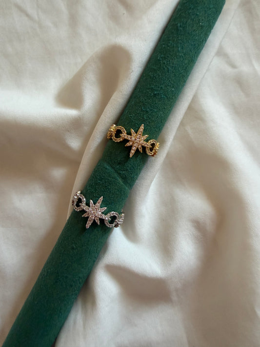 Anello “Caroline” in acciaio inox con brillantini