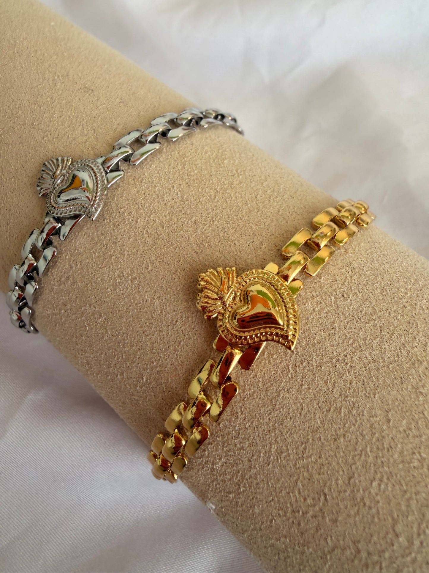 Bracciale “Saffo” in acciaio inox color argento e oro