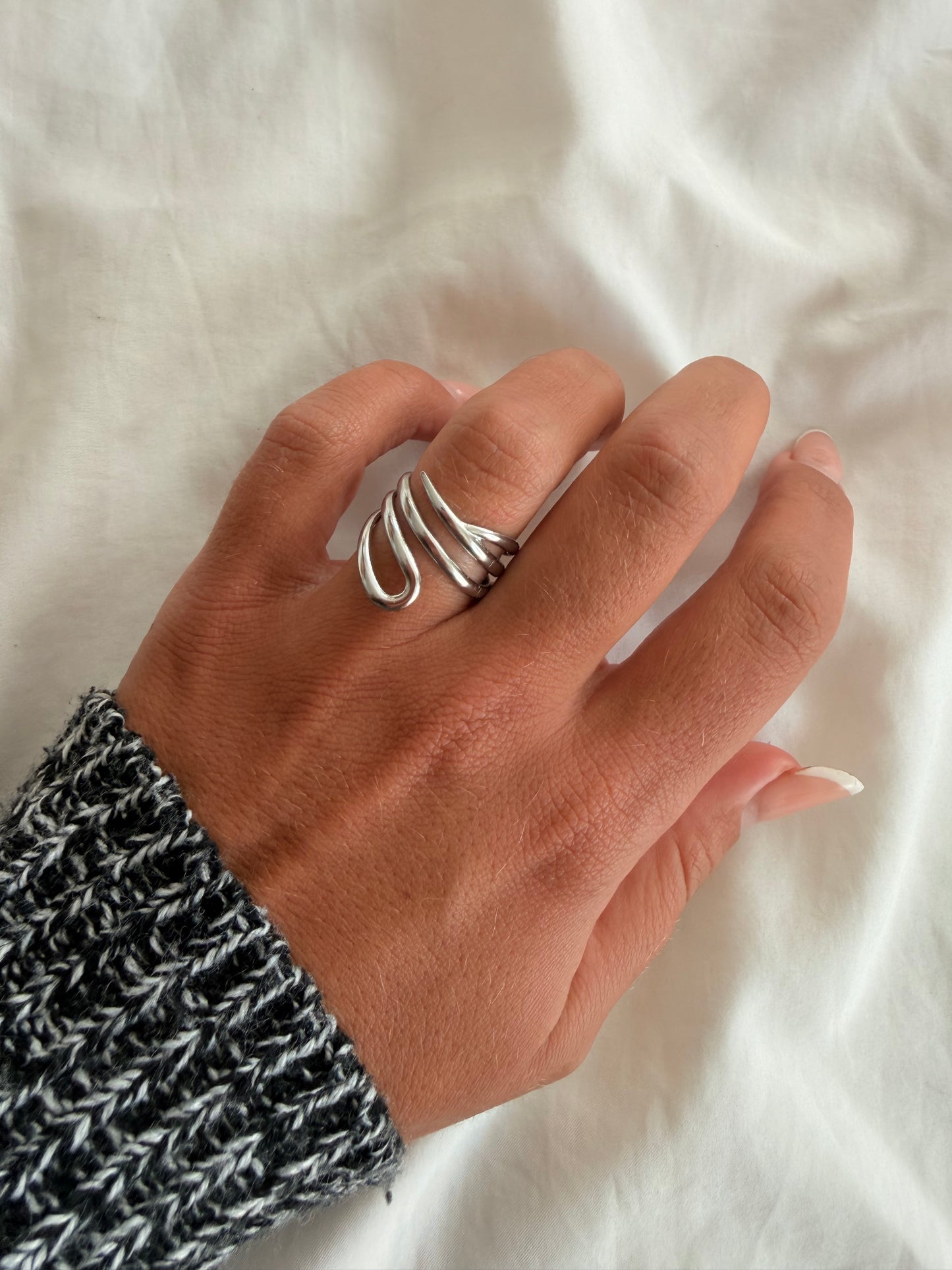 Anello Anita in acciaio inox in oro e argento regolabile