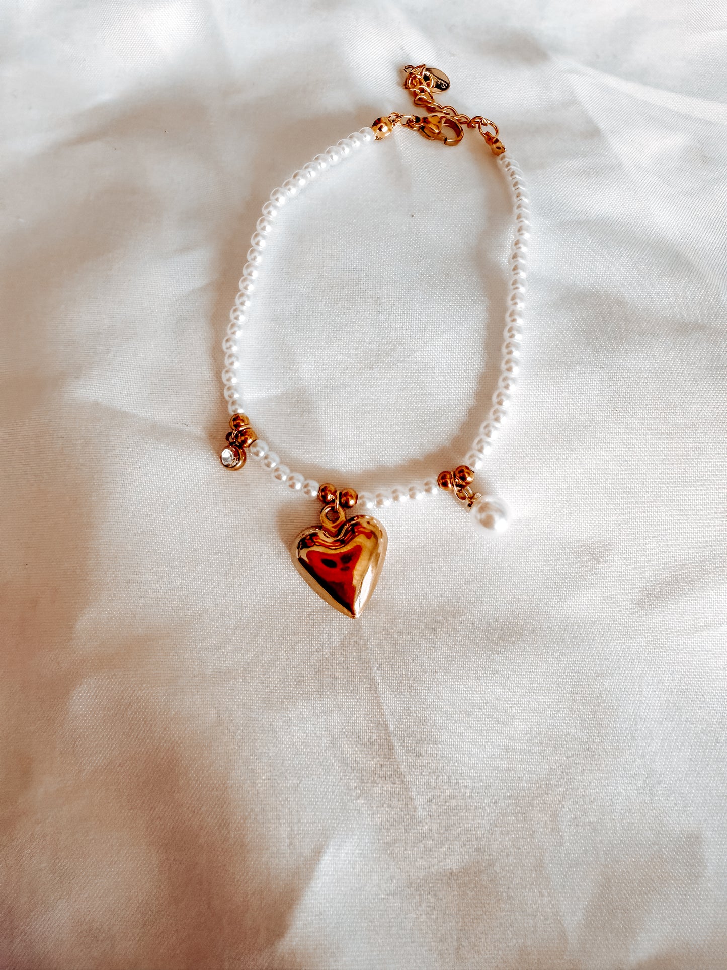 Bracciale Vera in acciaio inox e perline colore oro