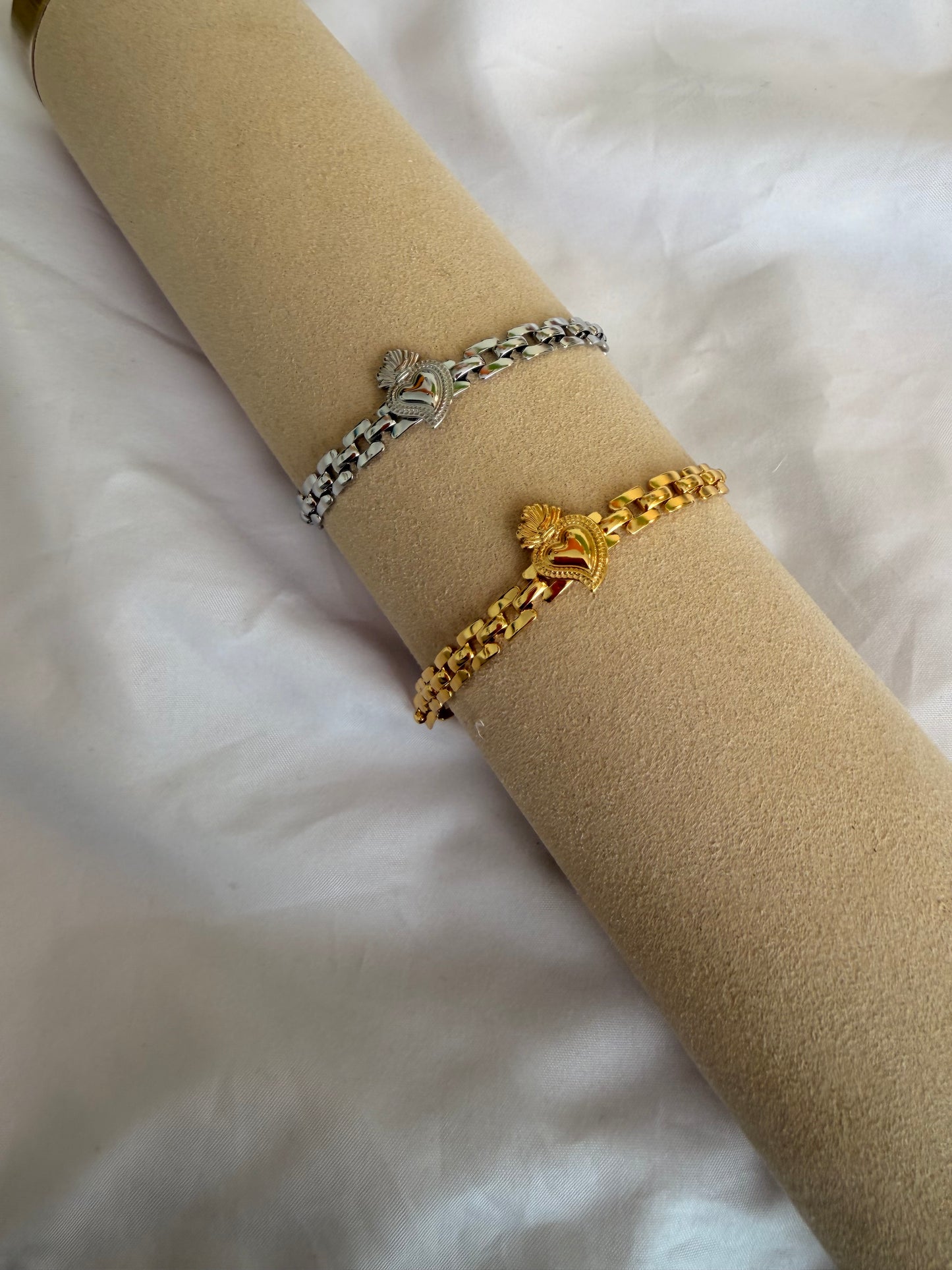 Bracciale “Saffo” in acciaio inox color argento e oro