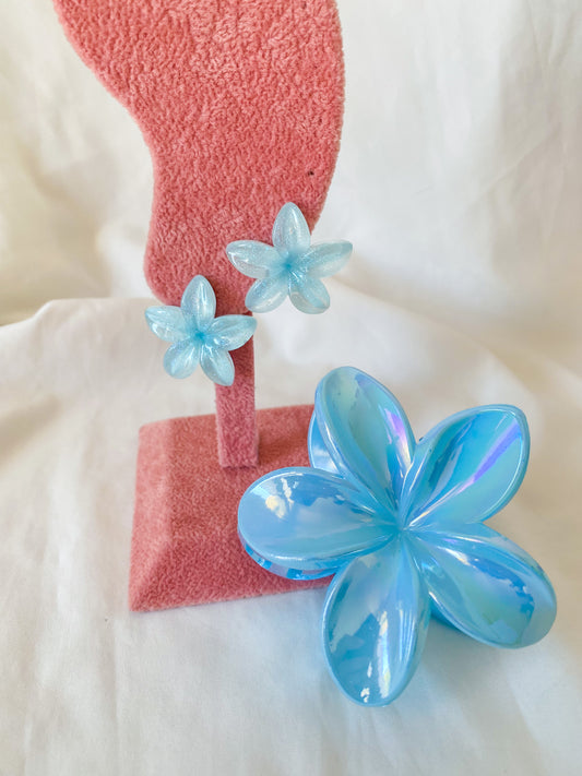 Combo orecchini + pinza fermacapelli “Fleur” colore verde