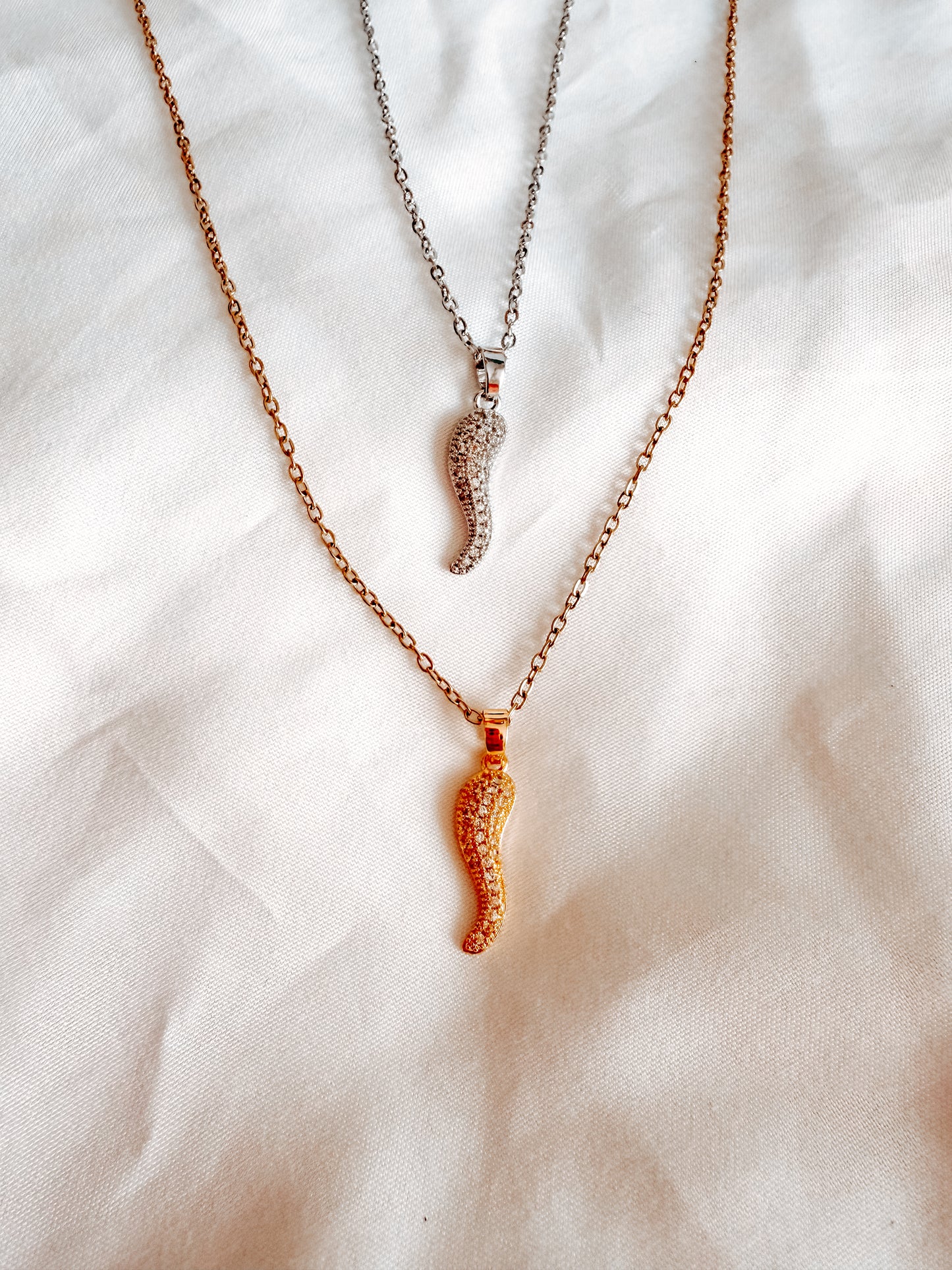 Collana Sofia con brillantini in acciaio inox in oro e argento