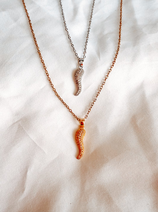 Collana Sofia con brillantini in acciaio inox in oro e argento