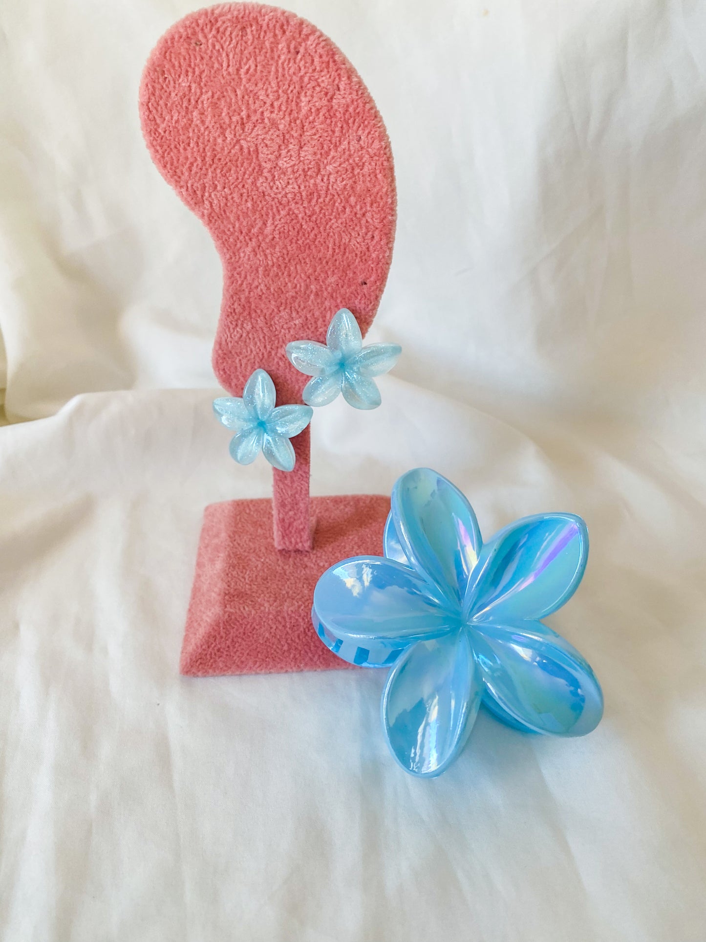 Combo orecchini + pinza fermacapelli “Fleur” colore verde