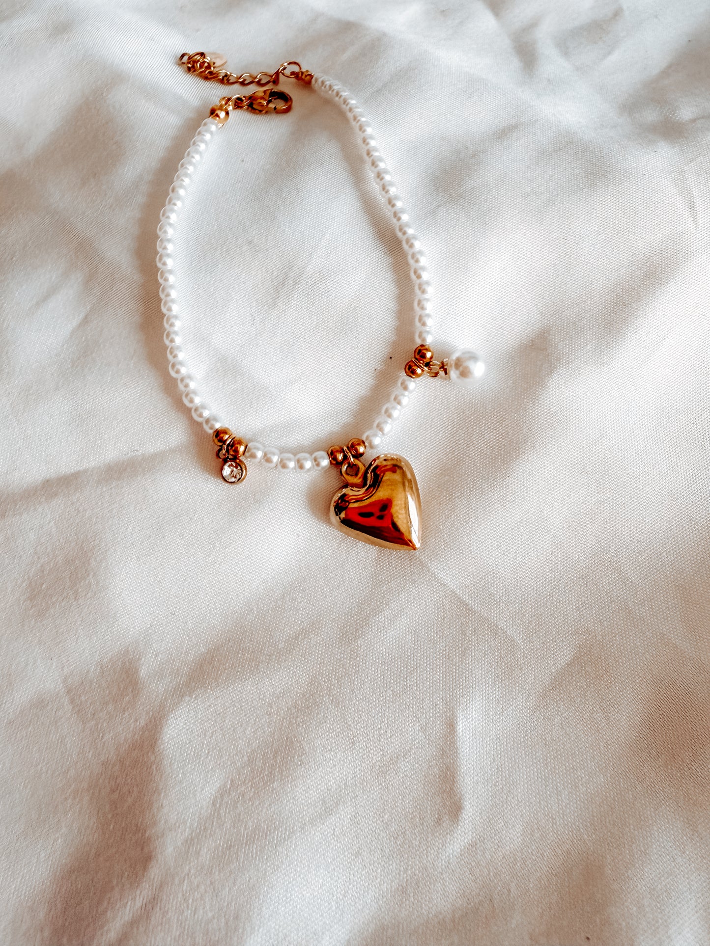 Bracciale Vera in acciaio inox e perline colore oro