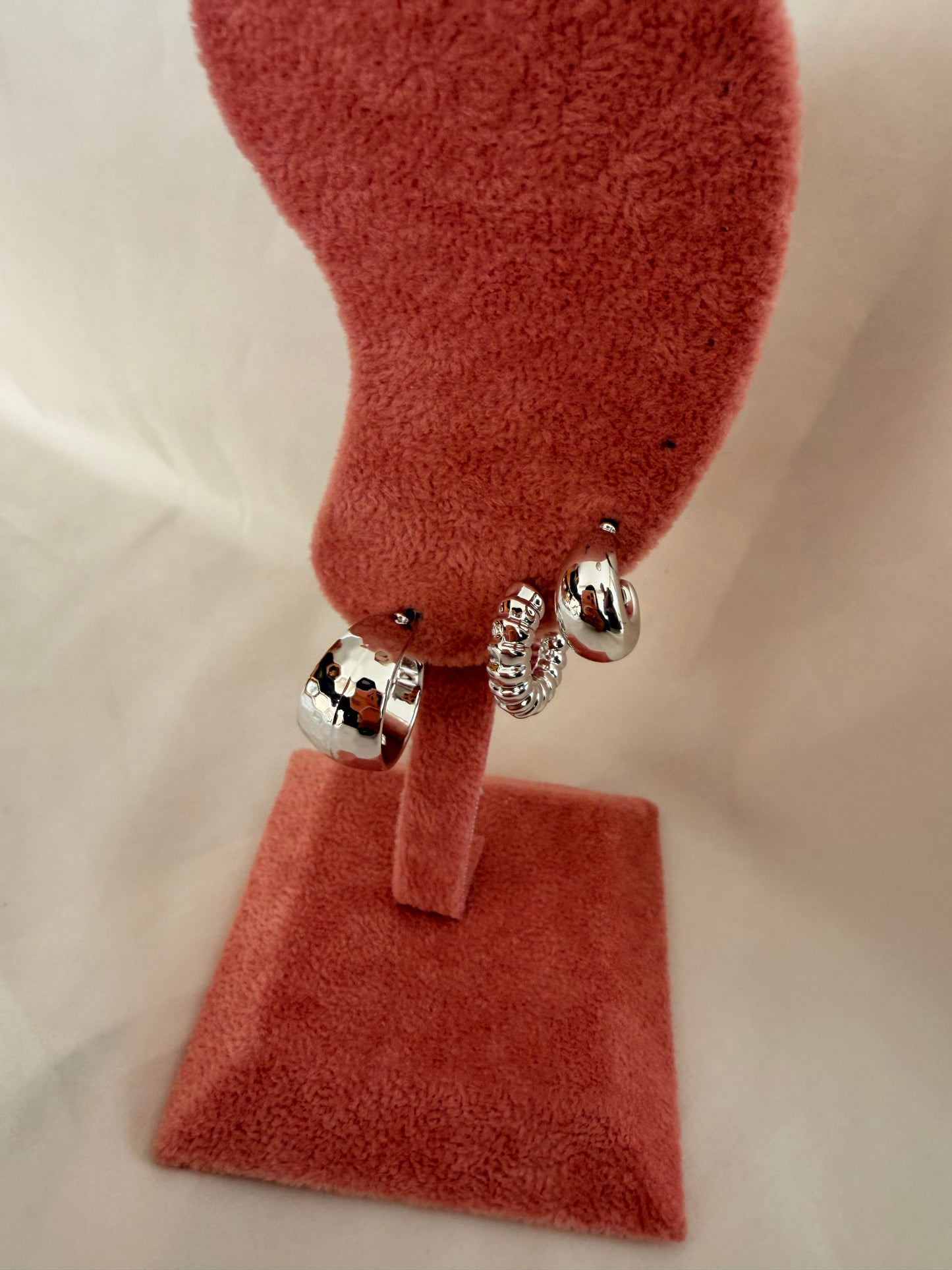 Set orecchini Eugenie in acciaio inox e plastica  a lobo in oro e argento