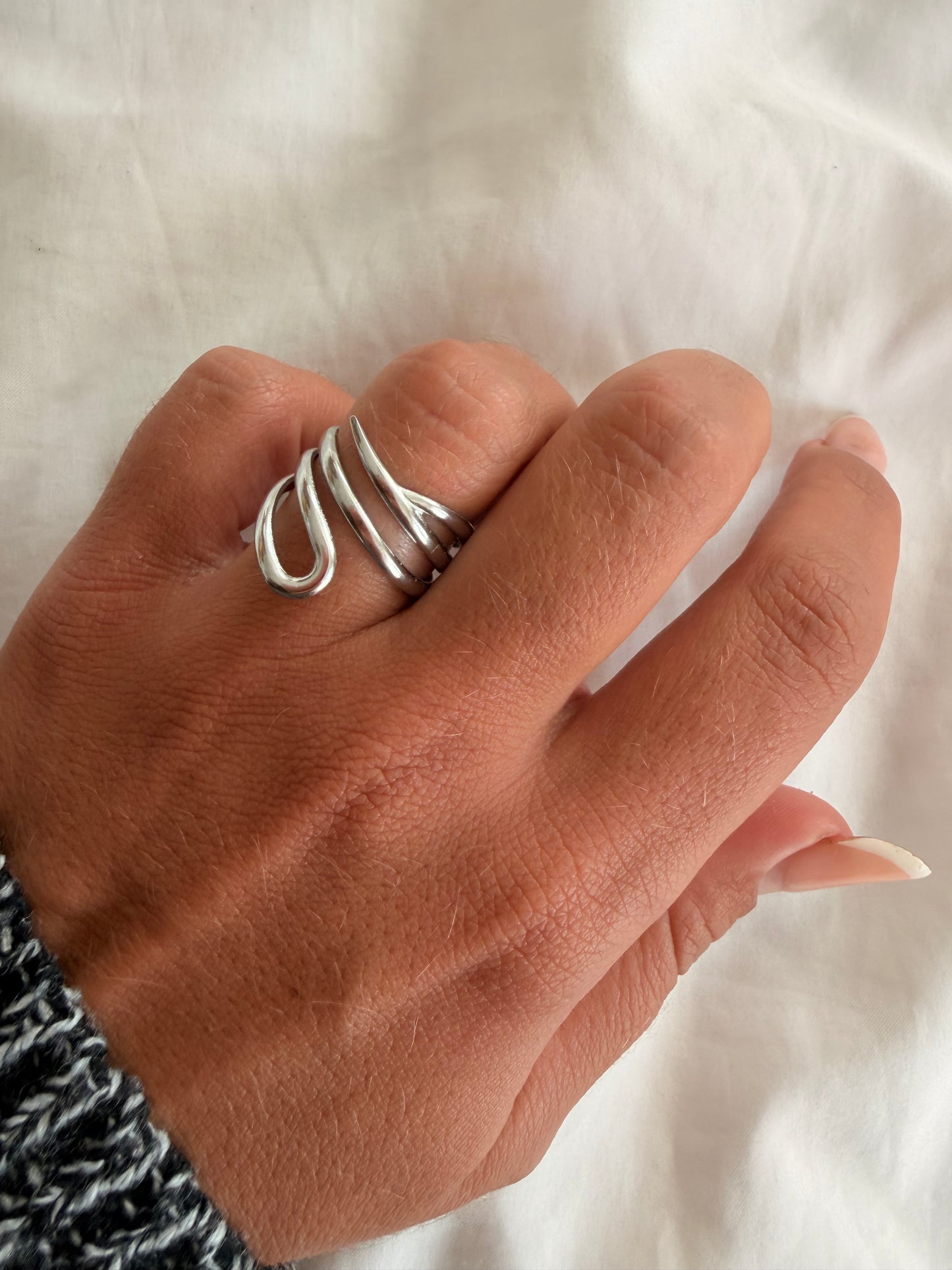 Anello Anita in acciaio inox in oro e argento regolabile