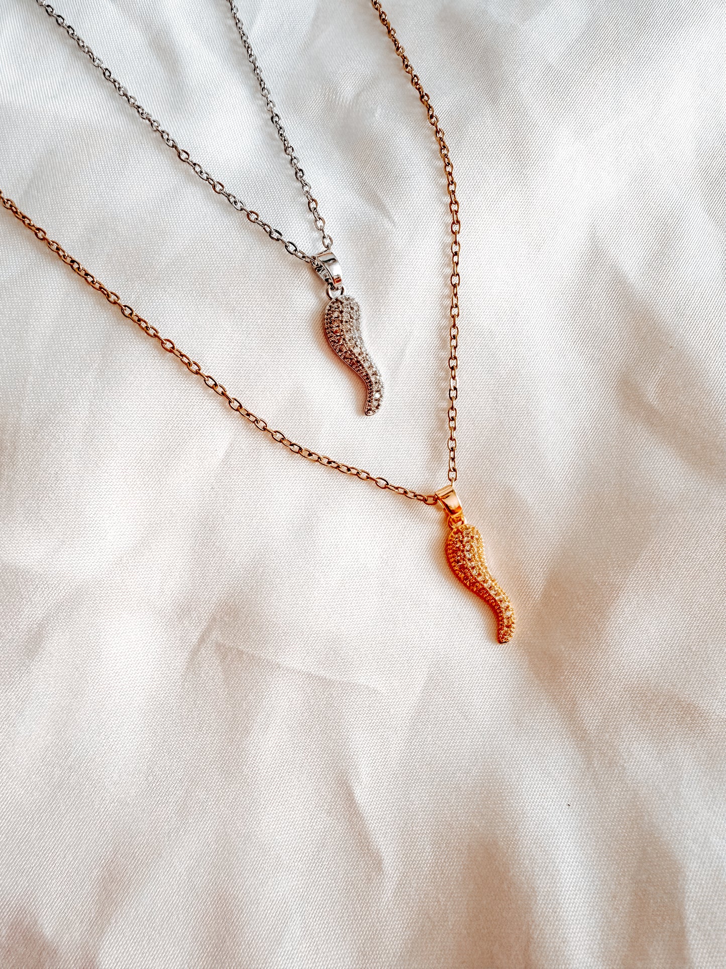 Collana Sofia con brillantini in acciaio inox in oro e argento