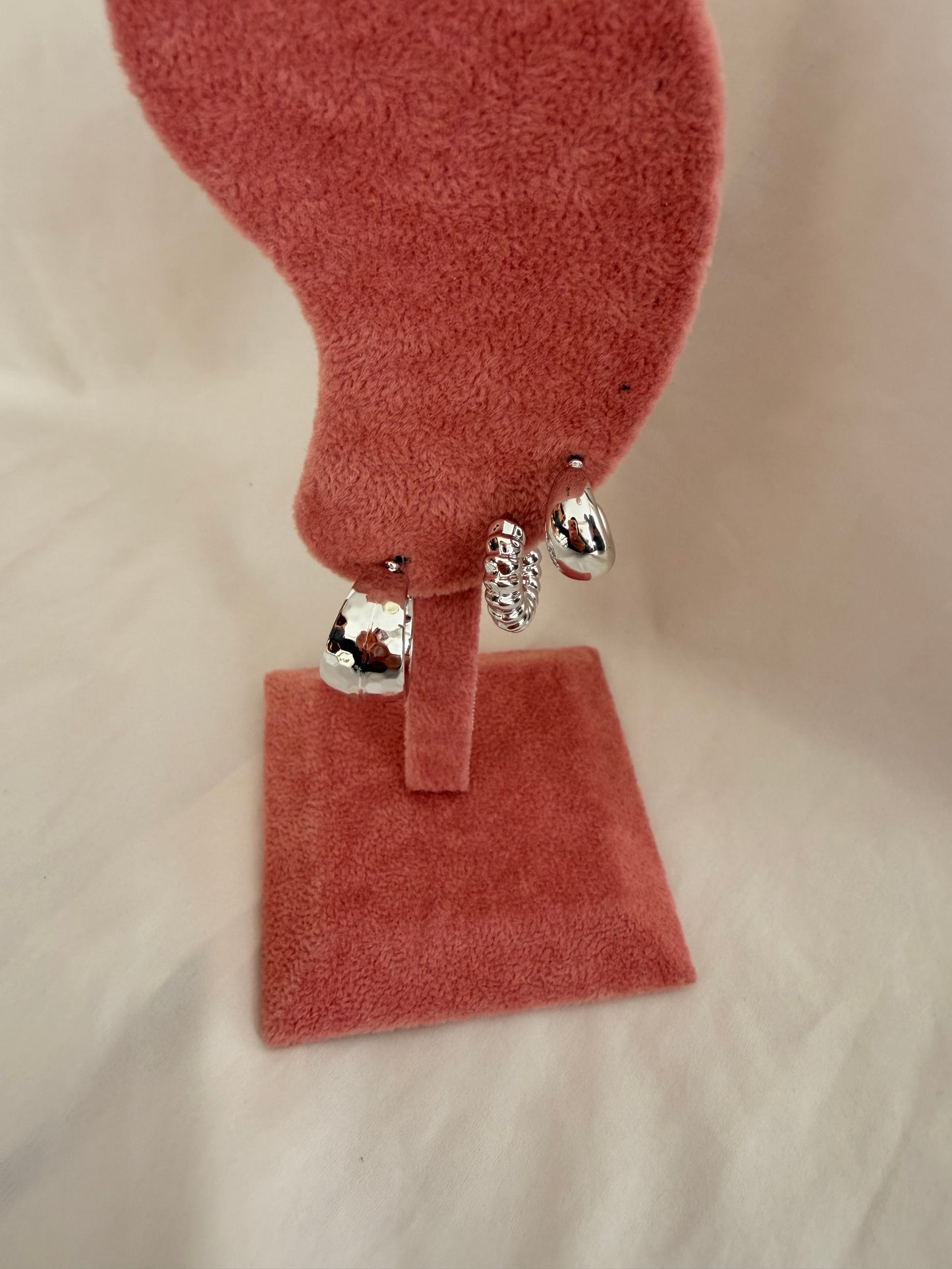 Set orecchini Eugenie in acciaio inox e plastica  a lobo in oro e argento