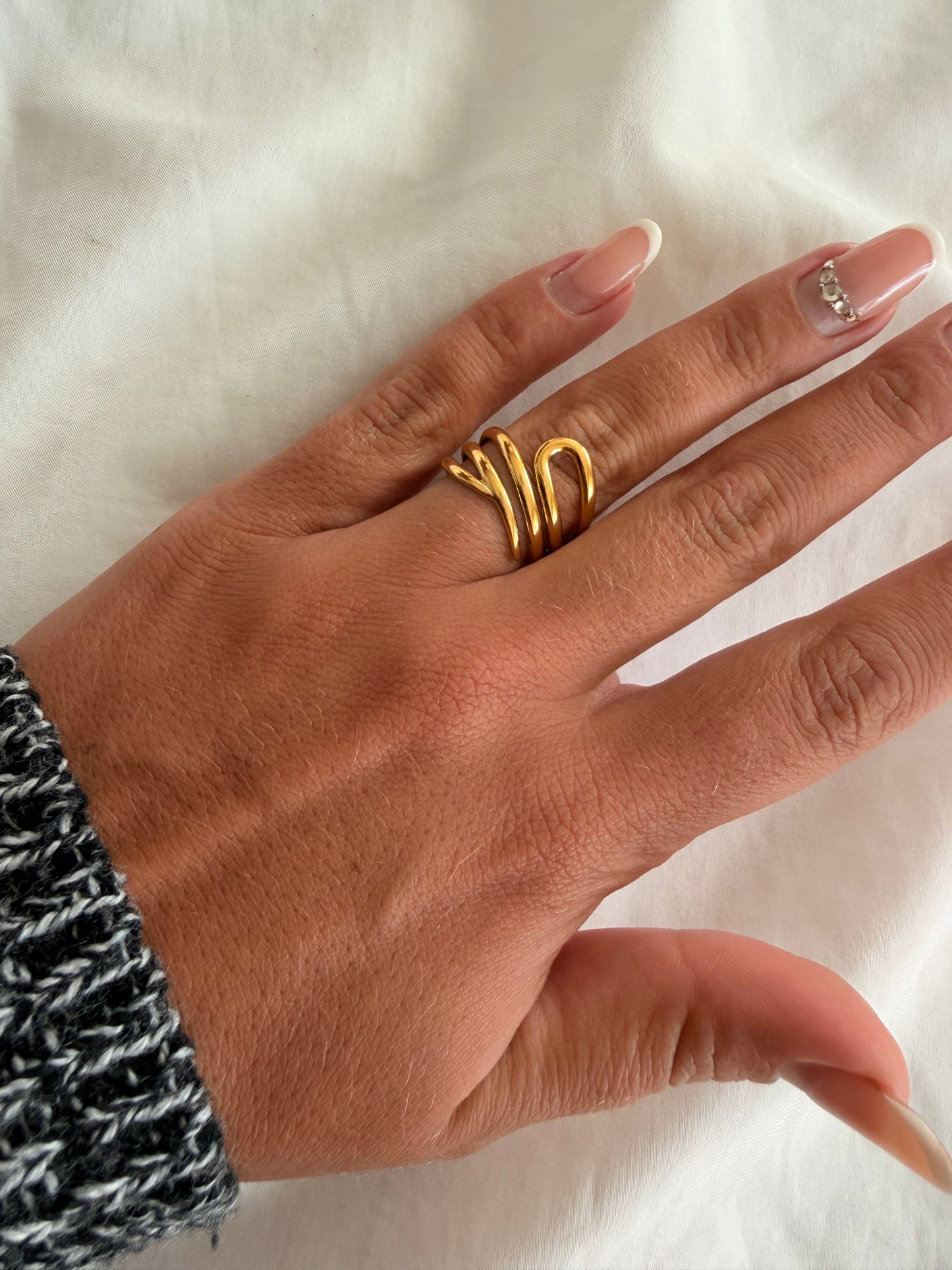 Anello Anita in acciaio inox in oro e argento regolabile