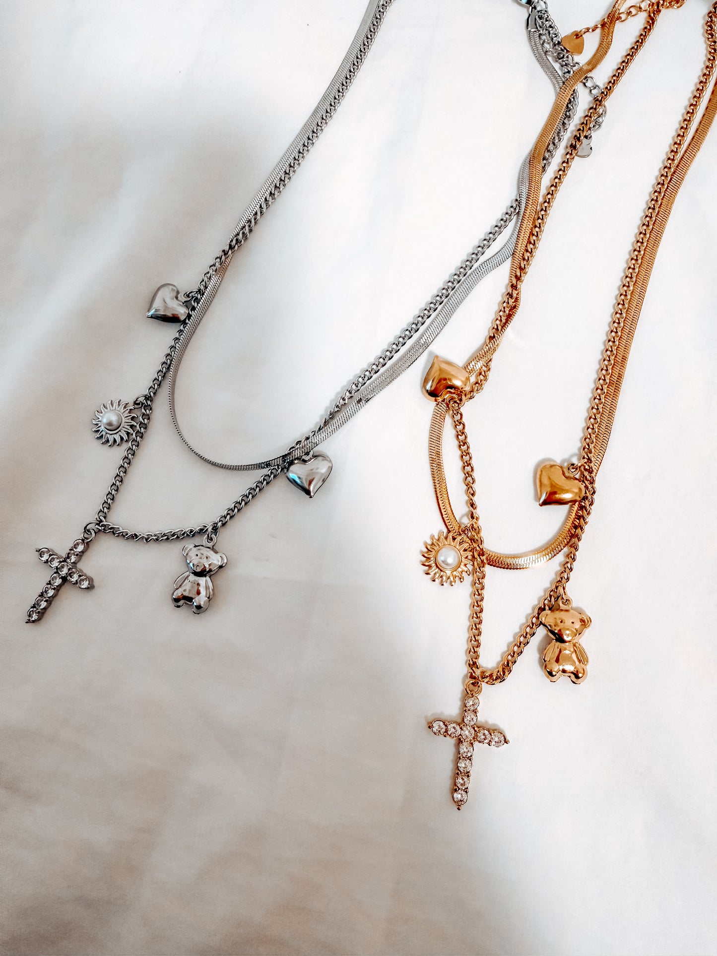 Collana Anna Special  in acciaio inox con doppia catena e ciondoli