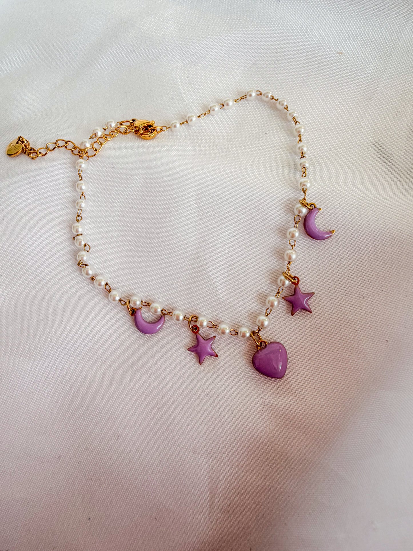 Cavigliera “Caroline special” con perline in acciaio inox. Color oro